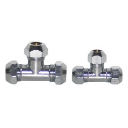 Złącze zaciskowe trójnik mosiężny chromowany