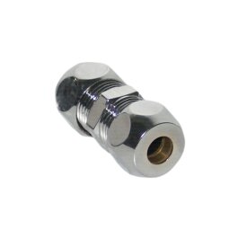 Gerade Verschraubung Messing verchomt mit 2 Quetschen 3/8" x 8 mm