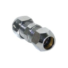 Złącze proste z chromowanego mosiądzu z 2 zaciskami 3/8 "x 12 mm