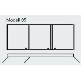 SPRINZ Elegant-Line, inkl. Weißlichtadaption und Dimmung, 3-türig mit 4 Leuchten seitlich und mittig, 950mm, Korpusaußen- und innenausführung Alu matt, Rückwand Glas schwarz, Einbau