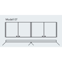SPRINZ Elegant-Line, inkl. Weißlichtadaption und Dimmung, 4-türig mit 3 Leuchten seitlich und mittig, 1350mm, Korpusaußen- und innenausführung Alu glanz, Rückwand verspiegelt, Einbau