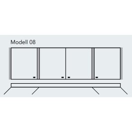 SPRINZ Elegant-Line, inkl. Weißlichtadaption und Dimmung, 4-türig mit 4 Leuchten seitlich und seitlich innen, 1800mm, Korpusaußen- und innenausführung Alu glanz, Rückwand verspiegelt, Einbau
