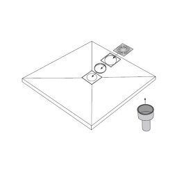 Bodenebene verfliesbare Duschelemente inkl. Dallmer Ablauf senkrecht, mit zentriertem Ablaufrost 115x115 mm, verschiedene Maße auswählbar