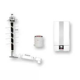 Wolf Gas-Brennwert-Heiztherme CGB-2 14 kW Ohne Regelung Ohne Anschlüsse Ohne Speicher Inkl.  10 m Grundpaket Kamin/Schacht