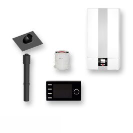 Wolf Gas-Brennwert-Heiztherme CGB-2-20 Systempaket inkl. Hocheffizienspumpe Inkl. BM2 Ohne Anschlüsse Ohne Speicher Inkl. 1,8 m Grundpaket Dach mit schwarzem Ziegel