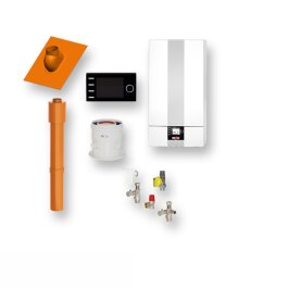 Wolf Gas-Brennwert-Heiztherme CGB-2-20 Systempaket inkl. Hocheffizienspumpe Inkl. BM2 Inkl.   Anschlüsse aufputz Ohne Speicher Inkl. 1,8 m Grundpaket Dach mit rotem Ziegel