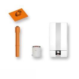 Wolf Gas-Brennwert-Heiztherme CGB-2-24 Systempaket inkl. Hocheffizienspumpe Ohne Regelung Ohne Anschlüsse Ohne Speicher Inkl. 1,8 m Grundpaket Dach mit rotem Ziegel