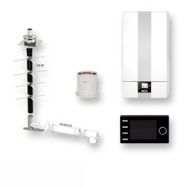 Wolf Gas-Brennwert-Heiztherme CGB-2-24 Systempaket inkl. Hocheffizienspumpe Inkl. BM2 Ohne Anschlüsse Ohne Speicher Inkl.  10 m Grundpaket Kamin/Schacht