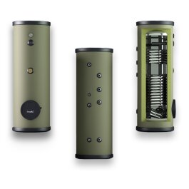 Zbiornik ciepłej wody ze stali nierdzewnej 400l, 2 wymienniki ciepła, 81/32 kW