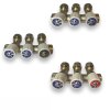 3- fach Sanit&auml;r Messing Verteiler mit Absperrventilen16 x 3/4&quot; Wei&szlig; mit wechselbarer Markierung