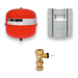 Naczynie wzbiorcze do zamkniętych systemów grzewczych 12 L z zaworem kołpakowym 3/4" i uchwytem ściennym