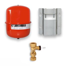 Ausdehnungsgefäß für geschlossene Heizungsanlagen 18 L mit Kappenventil 3/4" und Wandhalterung