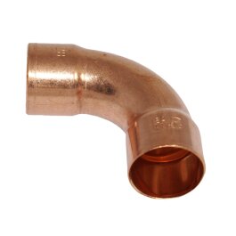 Kupfer Lötfitting Bogen 90° 2 Muffen 42mm