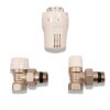 Set Thermostatkopf + Thermostatventil Eck + R&uuml;cklaufverschraubung Eck 1/2"