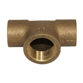 Rotguss Lötfitting T-Stück 15mm x 1/2" x 15mm Innengewinde