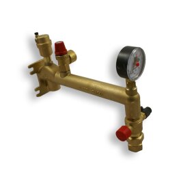 Grupa przyłączeniowa naczyń mosiężnych, 3/4" x 3 bar, z zaworem kołpakowym