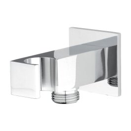 Wandanschlussbogen inkl. Wandhalter eckig, chrom