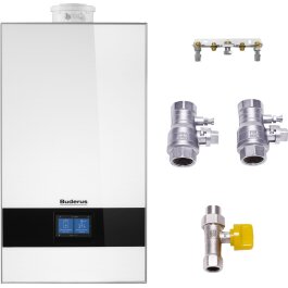 Buderus Gas-Brennwerttherme Logamax plus | GB182i.2-45 W H | 45 kW | Logaplus-Paket mit Wartungshähnen
