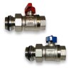 Heizkreisverteiler Kugelhahn Set rot + blau Durchgang 1 &quot;  flach dichtend AG/IG
